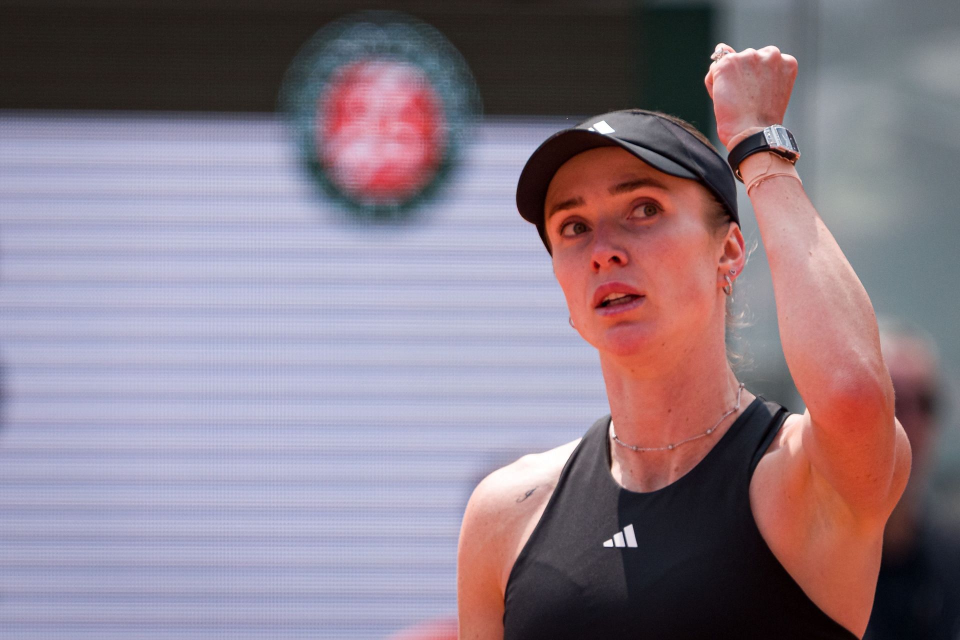 Elina Svitolina during her clash at the 2025 French Open (Image via: Getty)